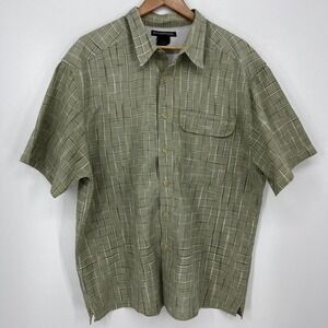 ExOfficio Mens XL Sage Green Plaid Short Sleeve Ventilated Travel Shirt